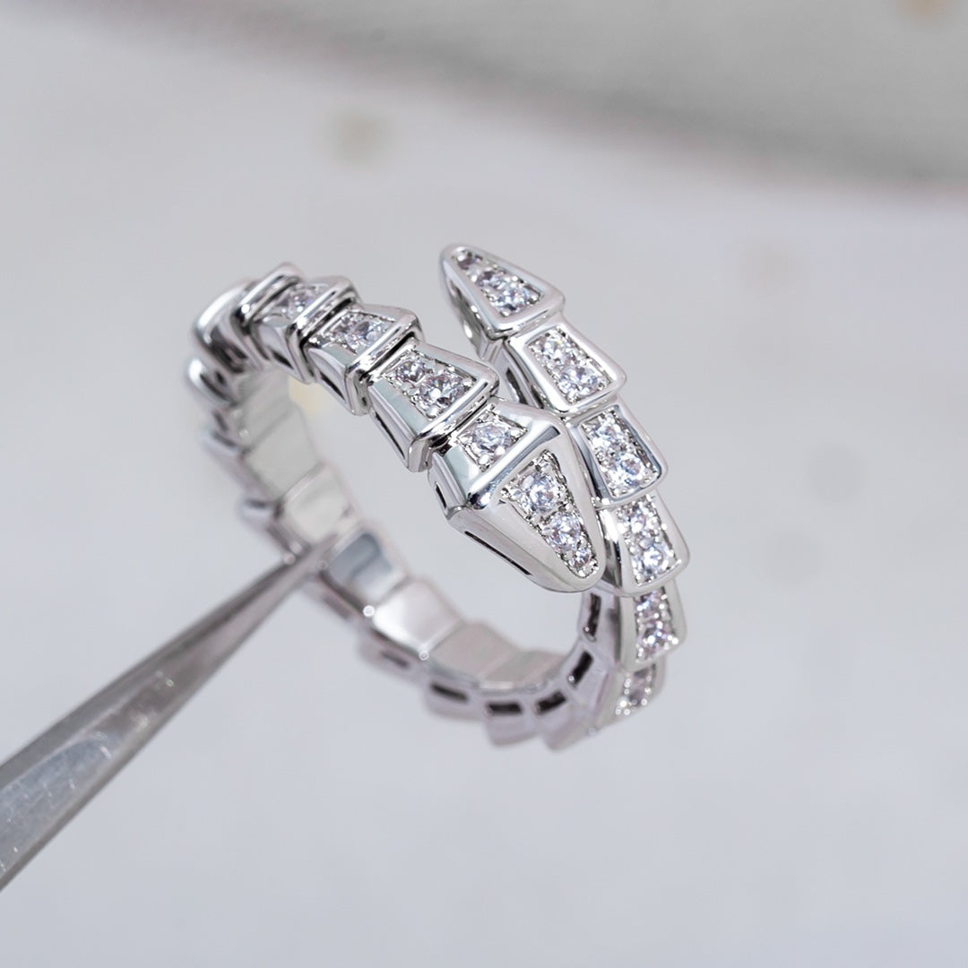 [Opulent Aurora]SERPENTI RING SILVER DIAMOND PAVED 4MM
