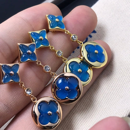 [Opulent Aurora]STAR AND SUN AGATE DIAMOND EARRINGS