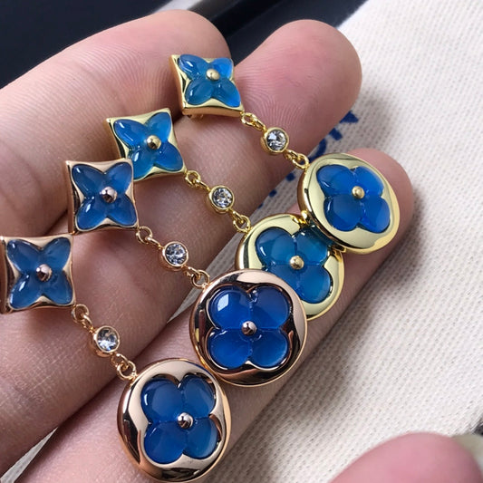 [Opulent Aurora]STAR AND SUN AGATE DIAMOND EARRINGS