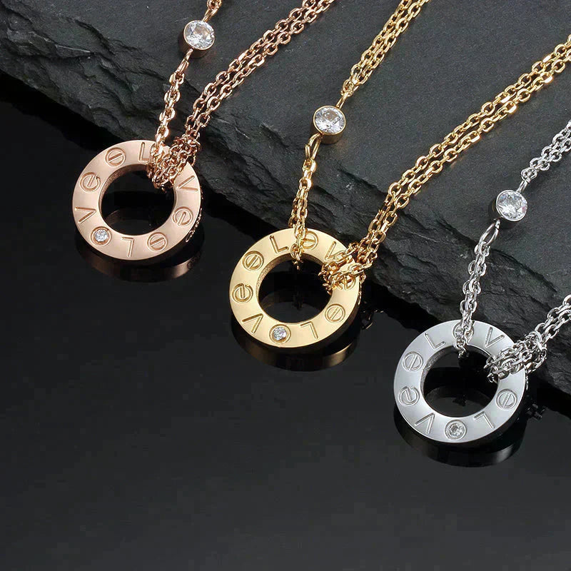 [Opulent Aurora]LOVE NECKLACE 16MM 2 DIAMONDS