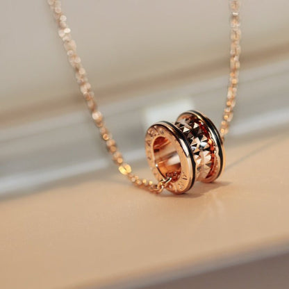 [Opulent Aurora]ZERO 1 ROCK PEDANT PINK GOLD BLACK NECKLACE