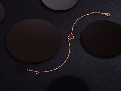 [Opulent Aurora]HEART CARNELIAN PINK GOLD BRACELET