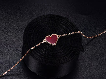 [Opulent Aurora]HEART CARNELIAN PINK GOLD BRACELET
