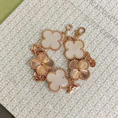 [Opulent Aurora]CLOVER BRACELET 5 MOTIF WHITE MOP PINK GOLD