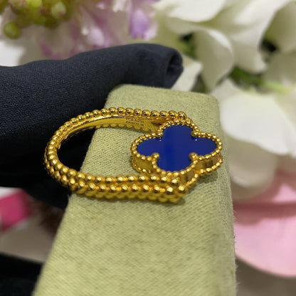 [Opulent Aurora]CLOVER RIVERSIBLE BLUE AGATE RING