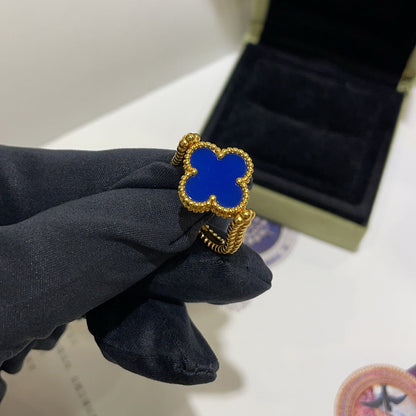[Opulent Aurora]CLOVER RIVERSIBLE BLUE AGATE RING