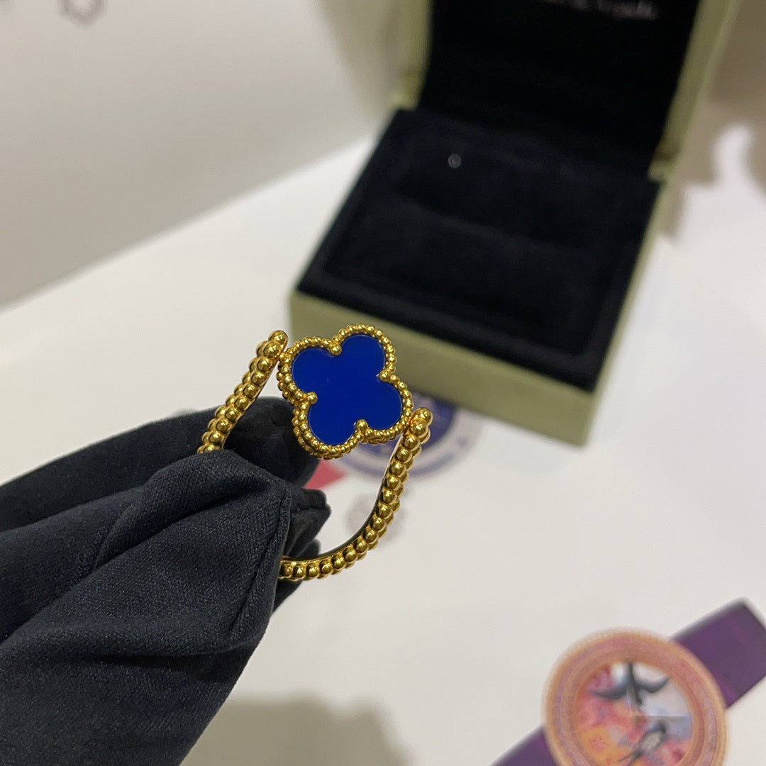 [Opulent Aurora]CLOVER RIVERSIBLE BLUE AGATE RING