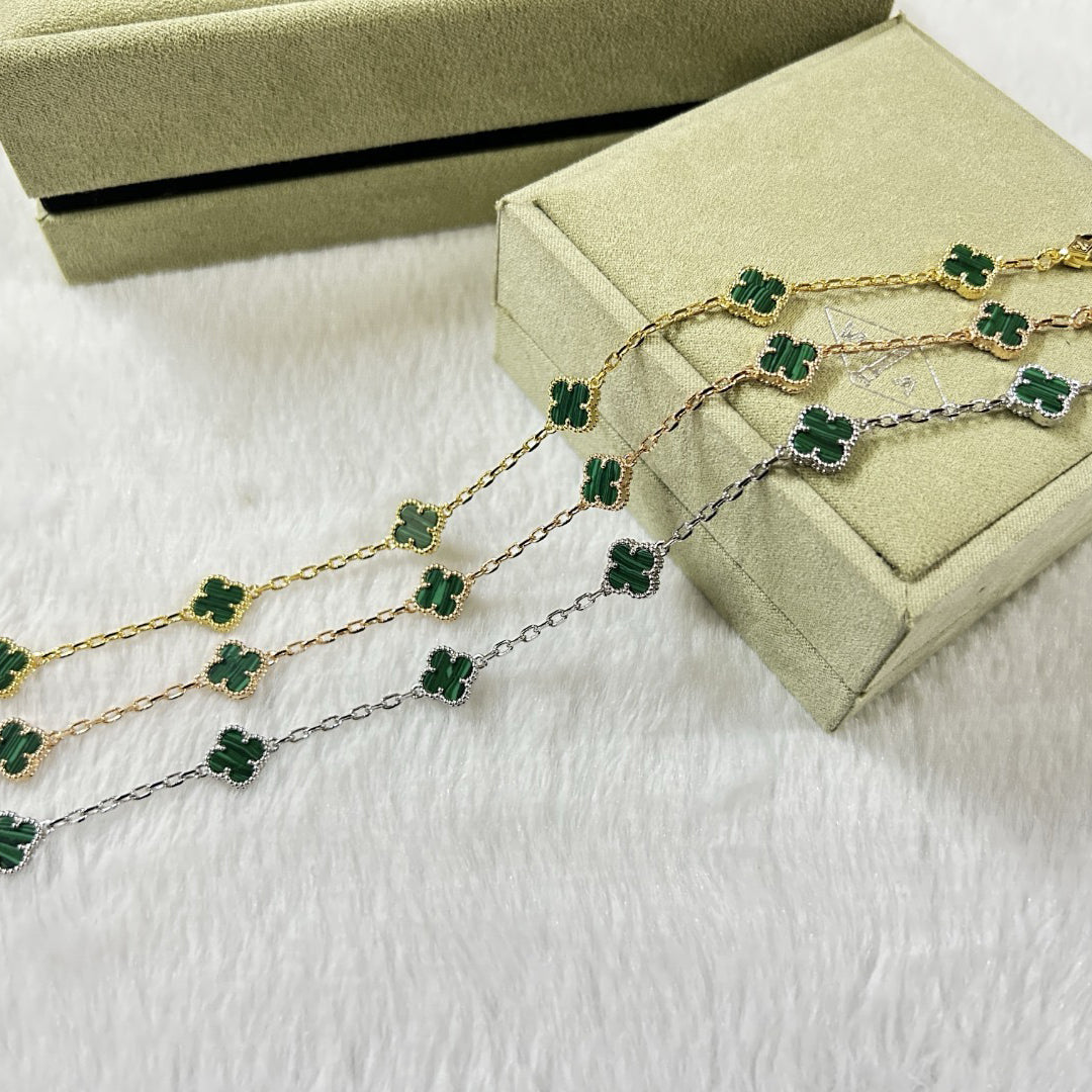 [Opulent Aurora]CLOVER 6 MOTIF MALACHITE BRACELET