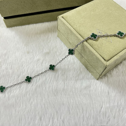 [Luxe Jewelry]CLOVER 6 MOTIF MALACHITE BRACELET