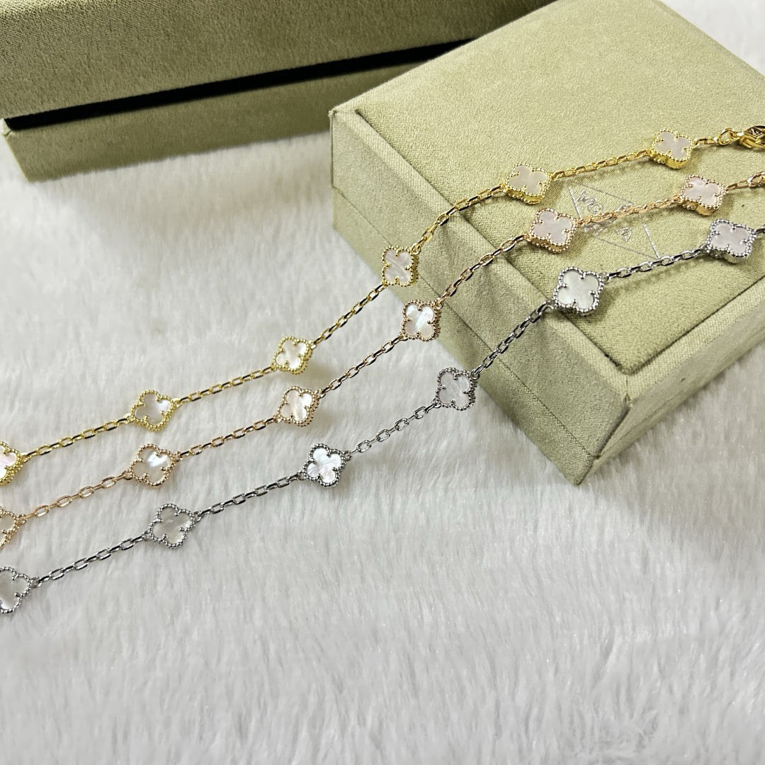 [Opulent Aurora]CLOVER 6 MOTIF WHITE MOP BRACELET
