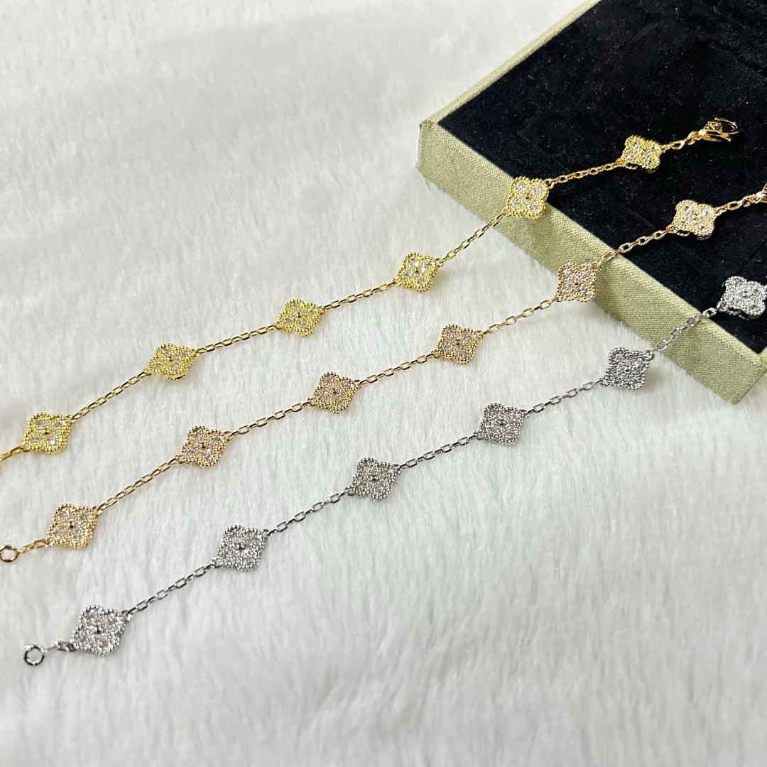 [Luxe Jewelry]CLOVER 6 MOTIF DIAMOND BRACELET