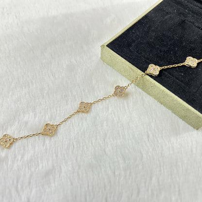 [Luxe Jewelry]CLOVER 6 MOTIF DIAMOND BRACELET