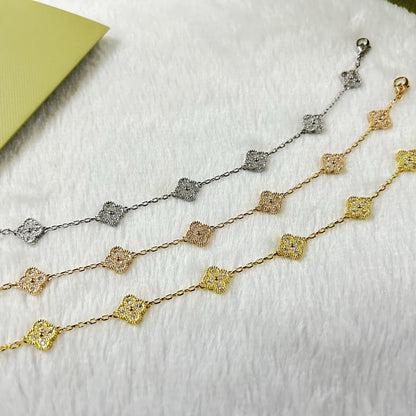 [Luxe Jewelry]CLOVER 6 MOTIF DIAMOND BRACELET