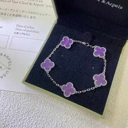 [Luxe Jewelry]CLOVER  5 MOTIFS  PURPLE VIOLET BRACELET