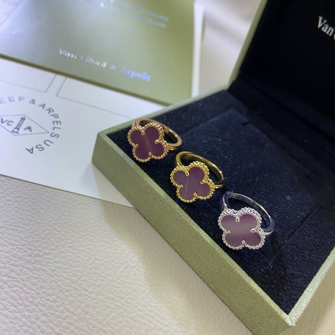 [Opulent Aurora]CLOVER  PURPLE VIOLET RING