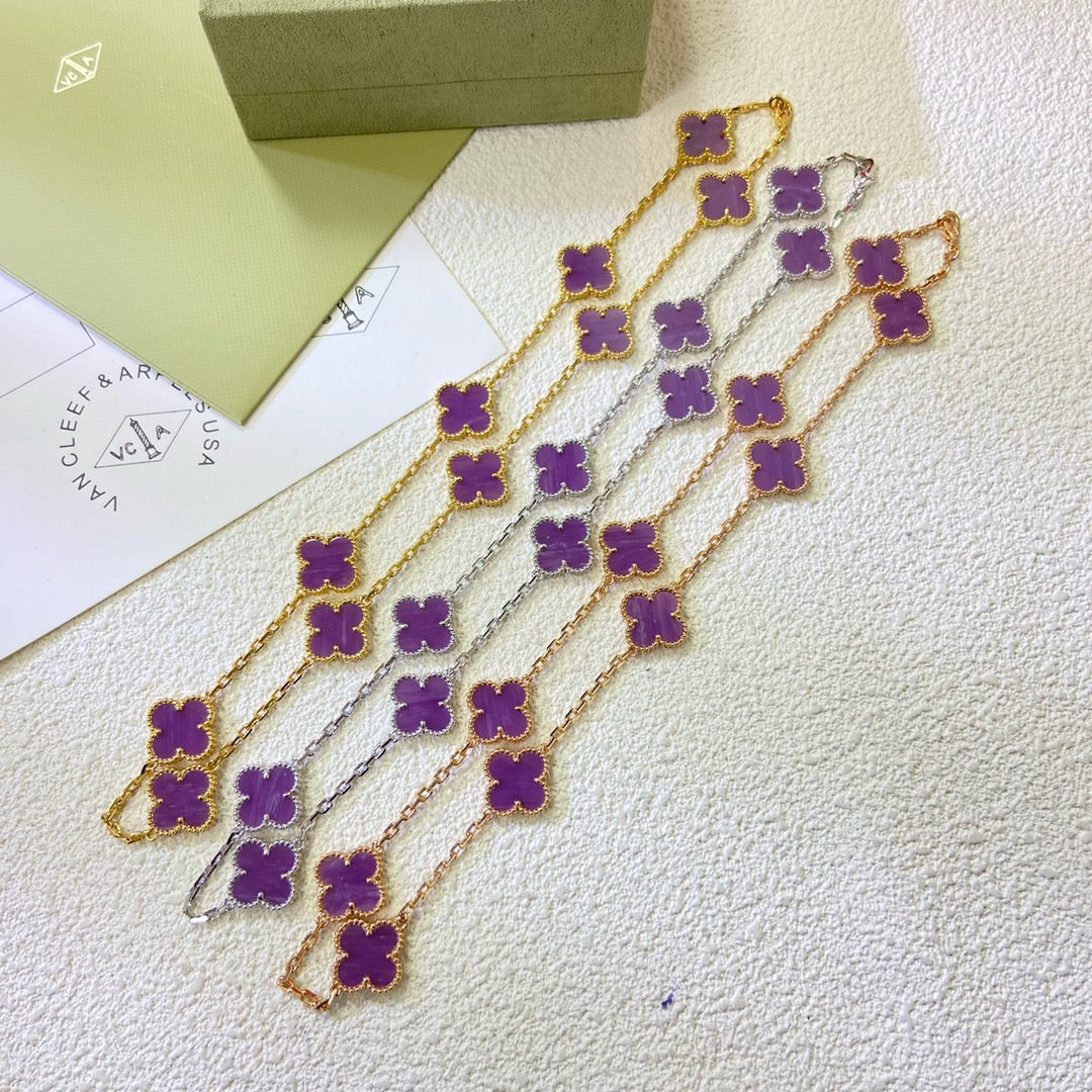 [Opulent Aurora]CLOVER 10 MOTIFS  PURPLE VIOLET  NECKLACE