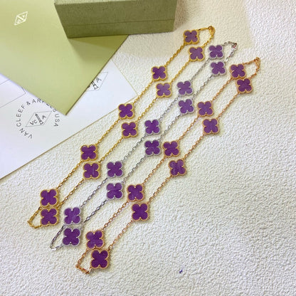 [Opulent Aurora]CLOVER 10 MOTIFS  PURPLE VIOLET  NECKLACE