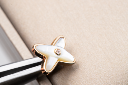 [Opulent Aurora]JEUX DE WHITE MOP PINK GOLD DIAMOND EARRINGS