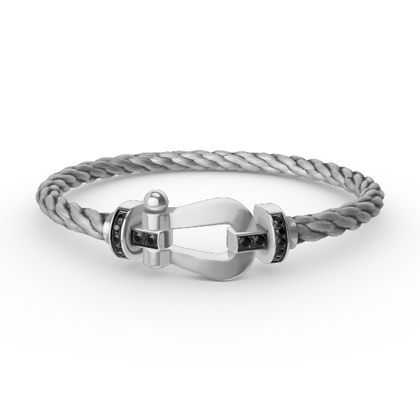 [Opulent Aurora]FORCE LARGE HORSESHOE BLACK DIAMOND BRACELET SILVER