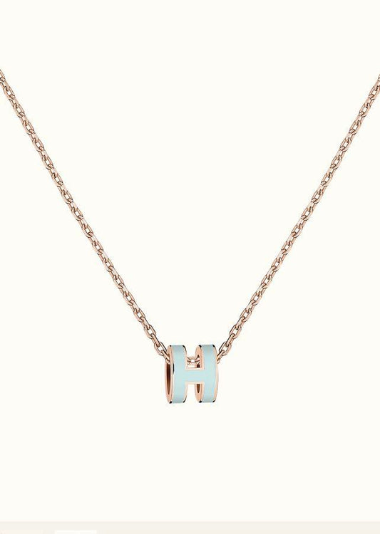 [Opulent Aurora]POP H LIGHT BLUE NECKLACE