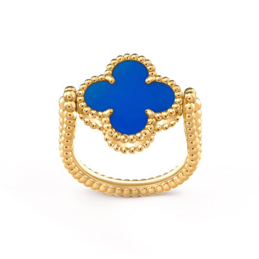 [Opulent Aurora]CLOVER RIVERSIBLE BLUE AGATE RING