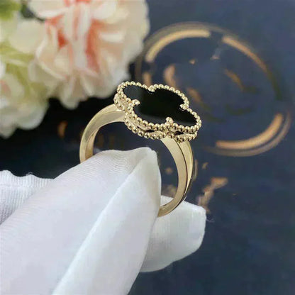 [Opulent Aurora]CLOVER ONYX RING